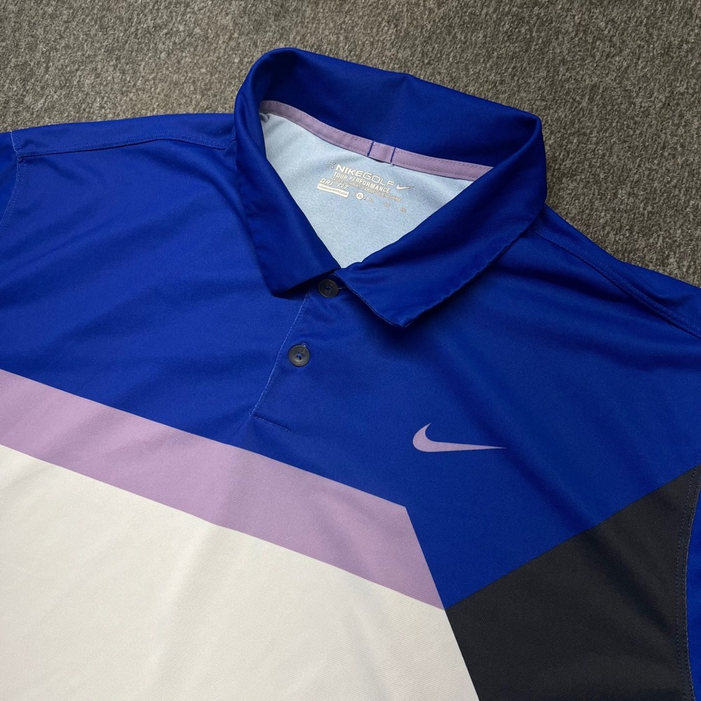 Nike Golf Tour Performance Dri-FIT Polo Shirt Blue Colorblock 452725-471 Mens XL